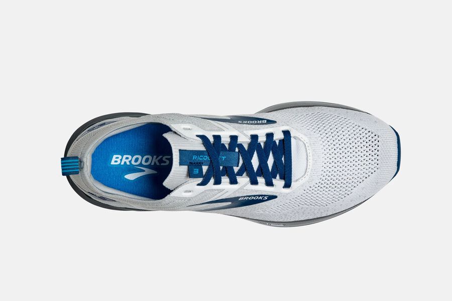 Ricochet 3 Road Brooks Running Shoes NZ Mens - White/Blue - LYQPDJ-451